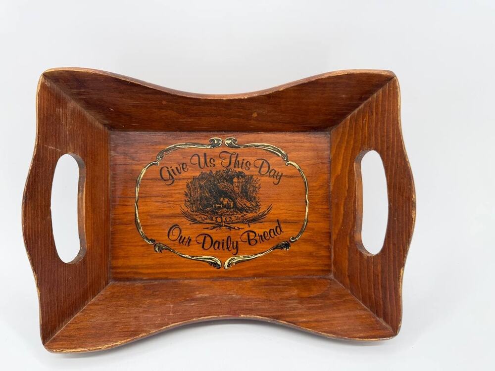 Unbranded Vintage Wood Bread Serving Tray Give Us This Day Daily Bread